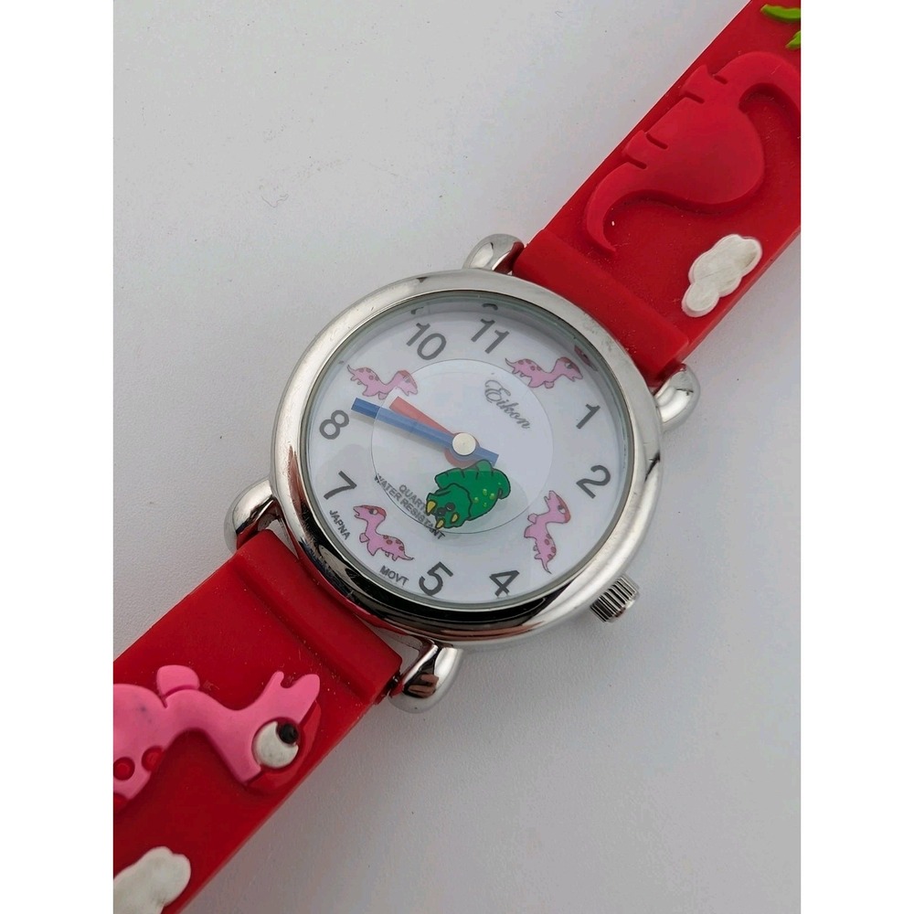 Eikon Dinosaur Kids Watch Rotating Dinosaur Red Silicone Band- New Battery‎